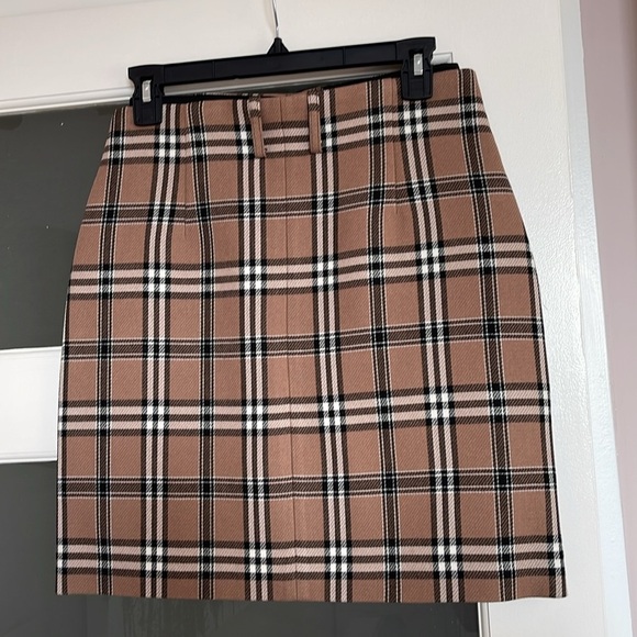 NWT Sandro Paris Sunset Tartan Plaid Camel Mini Skirt - Picture 8 of 8